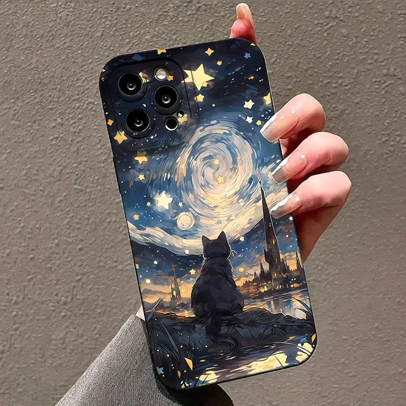 Celestial Cat Design Premium Shockproof Silicone Phone Case - Ultimate Protection with Stylish Aesthetic - Just20InCase