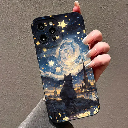 Celestial Cat Design Premium Shockproof Silicone Phone Case - Ultimate Protection with Stylish Aesthetic - Just20InCase