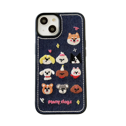 Paw-some Pals: Whimsical Dogs Denim Phone Cover