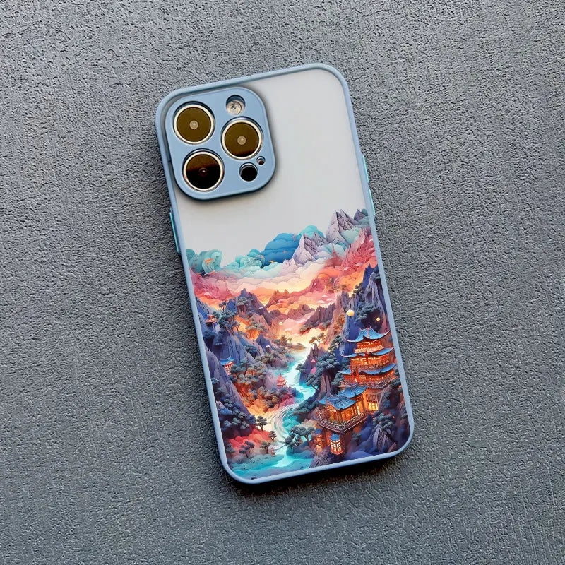 Premium Shockproof Landscape Phone Case with Artistic Mountain Design - Sleek Matte Finish for Ultimate Style and Protection - Just20InCase