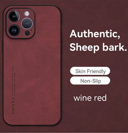 Elegantly Textured Sheepskin-Inspired PU Leather Phone Case - Luxury Matte Finish with Superior Protection and Stylish Anti-Fingerprint Design - Just20InCase