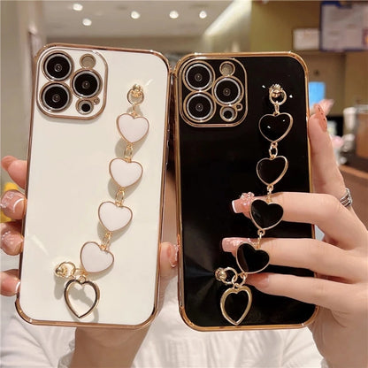 Chic Heart Charm Bracelet Case – Luxe Shockproof Protection for Your iPhone - Just20InCase