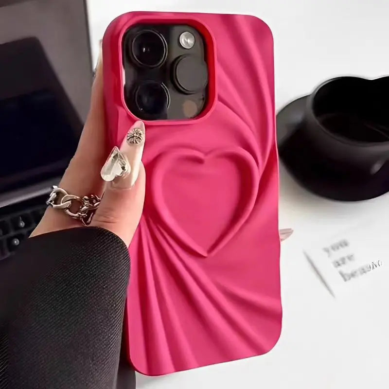 Chic 3D Love Heart Silicone Case: Elevate Your Style with Superior Protection - Just20InCase