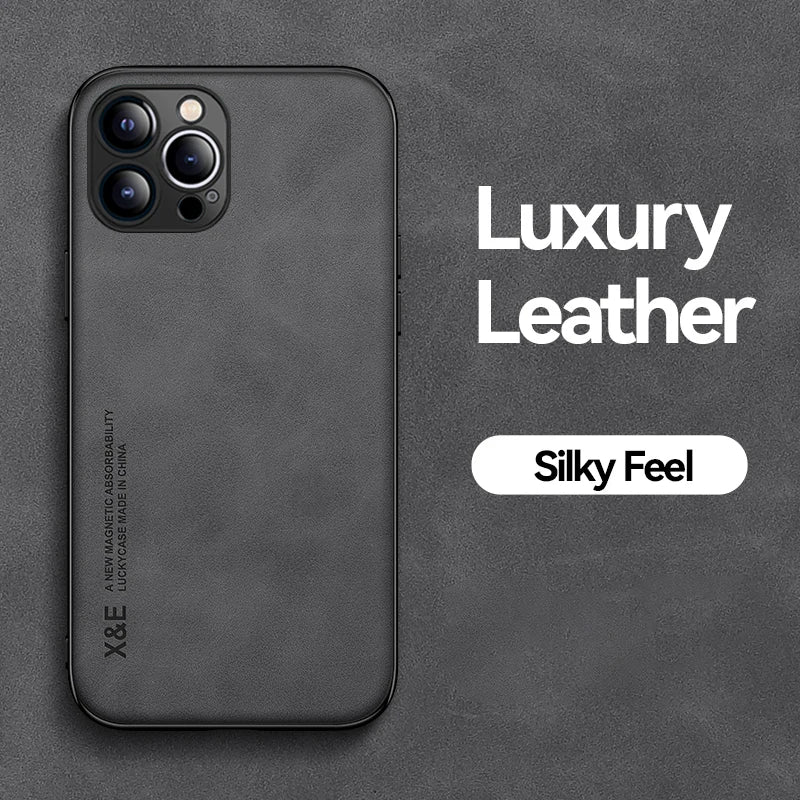 Exquisite Magnetic Luxury Leather iPhone Case - Slim Matte Protection with Anti-Fingerprint & Shockproof Features - Just20InCase