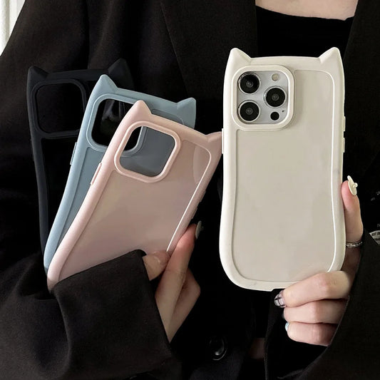 Adorable 3D Cat Ear Soft Silicone Phone Case - Premium Matte Protection with Unique Animal Design for Ultimate Style and Durability - Just20InCase