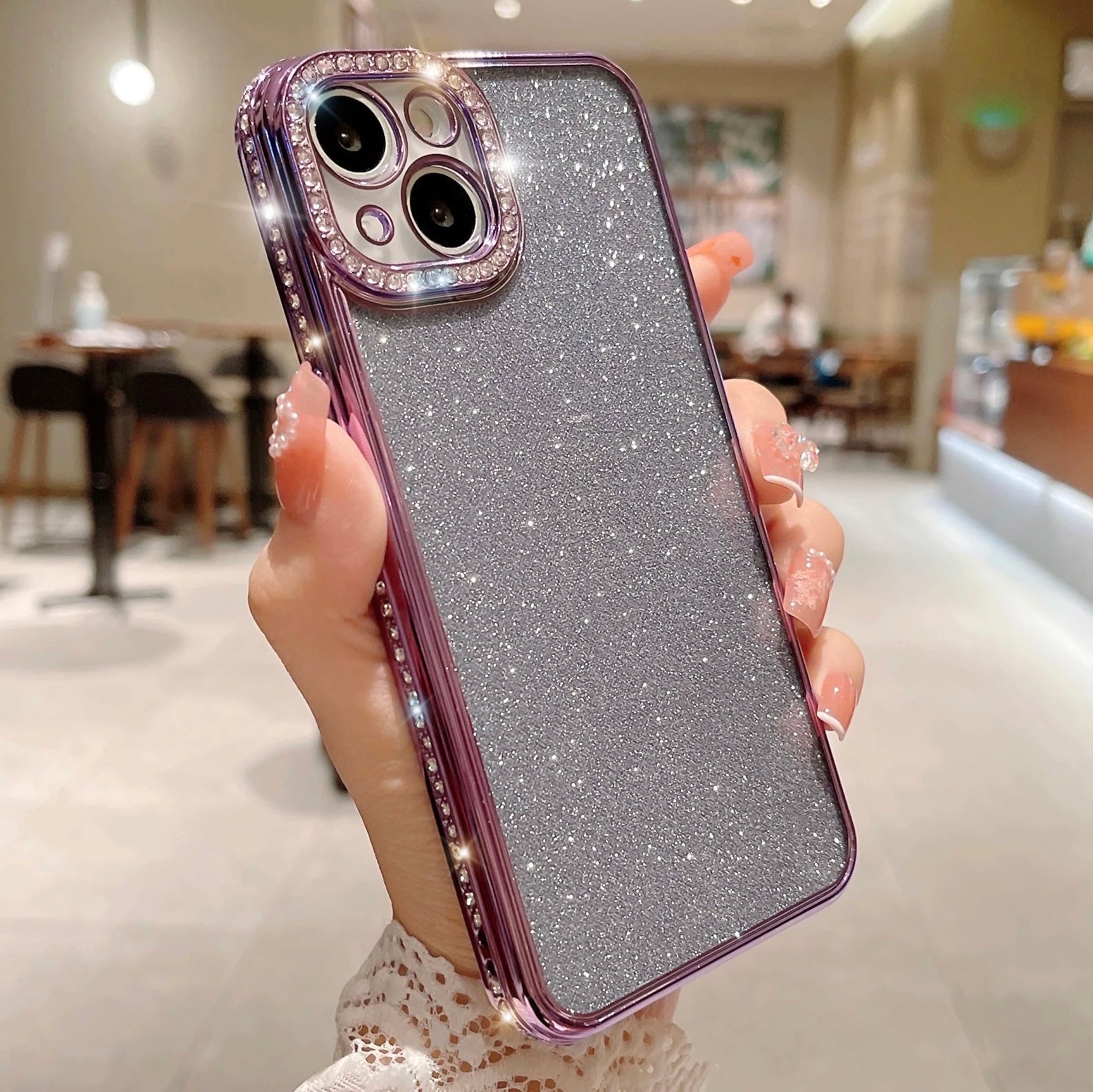 Exquisite Rhinestone-Studded iPhone Case: Glamorous Glitter Protection with Soft TPU Bumper for Ultimate Style and Safety - Just20InCase