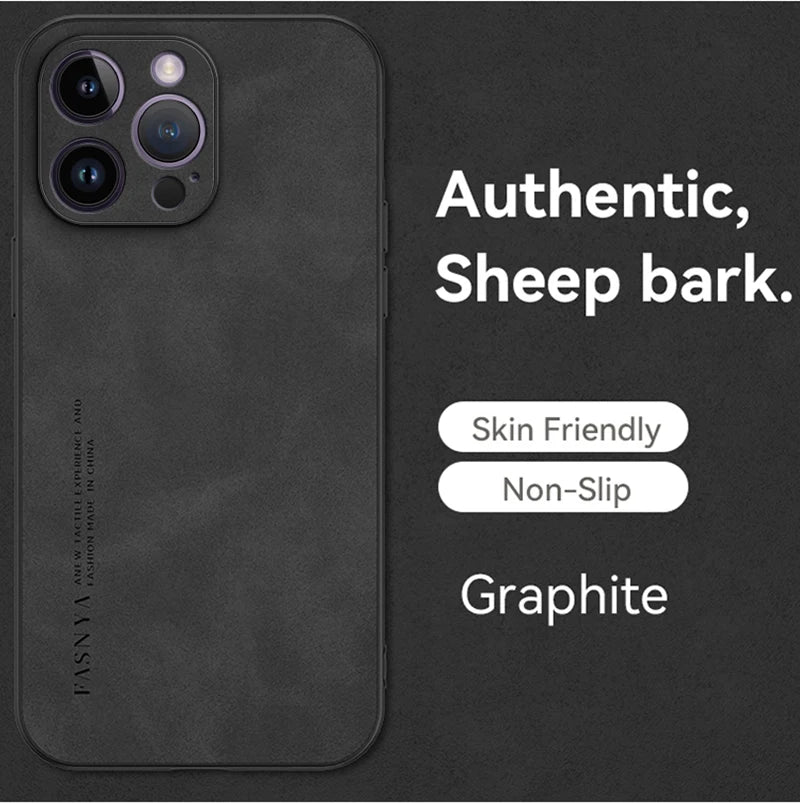 Elegantly Textured Sheepskin-Inspired PU Leather Phone Case - Luxury Matte Finish with Superior Protection and Stylish Anti-Fingerprint Design - Just20InCase