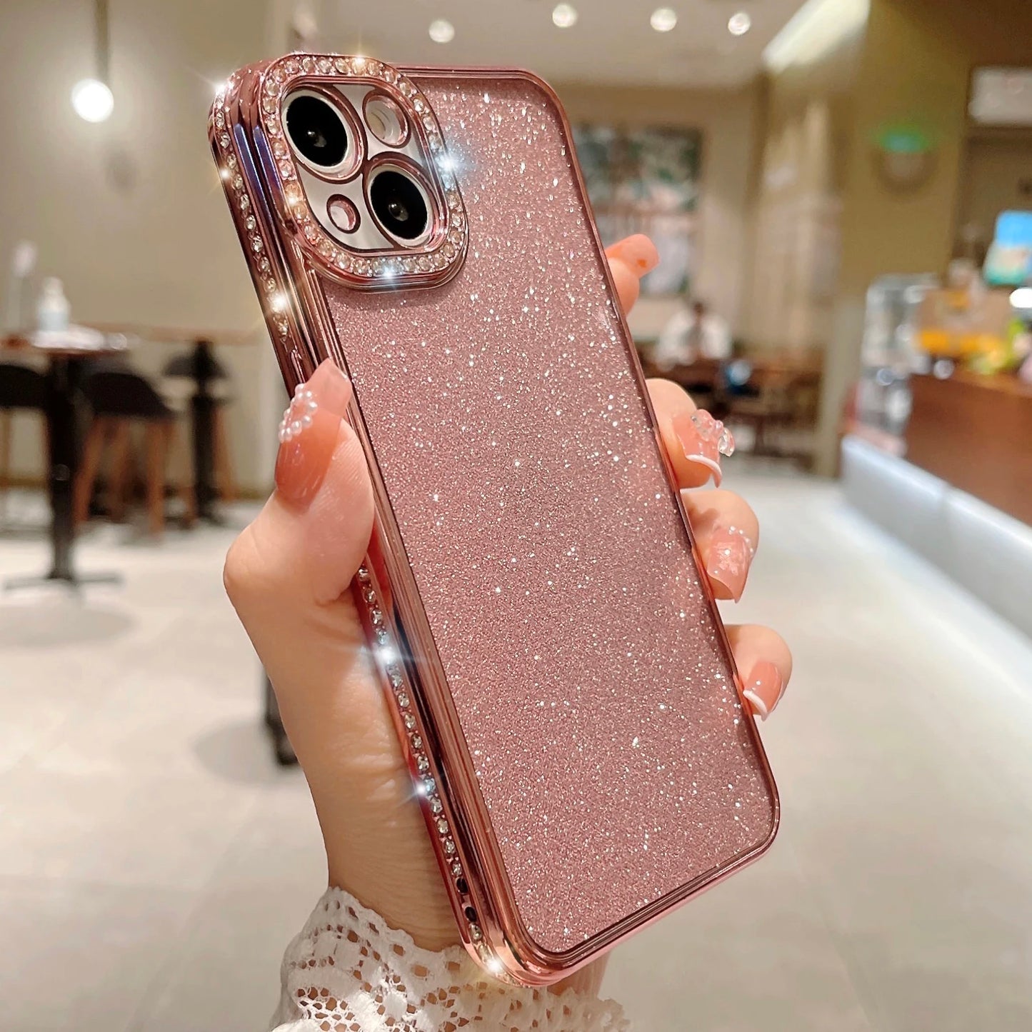 Exquisite Rhinestone-Studded iPhone Case: Glamorous Glitter Protection with Soft TPU Bumper for Ultimate Style and Safety - Just20InCase