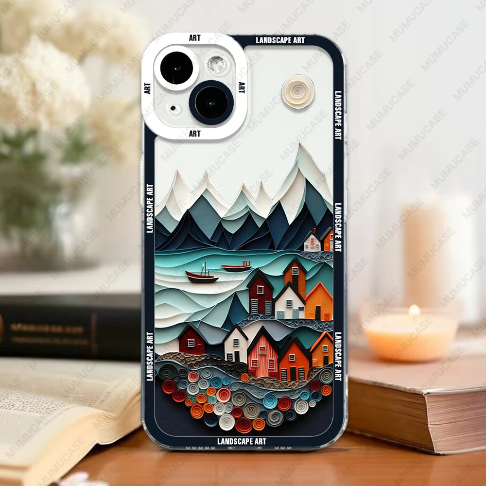 Premium Luxury Soft TPU iPhone Case with Unique Landscape Art Design - Superior Protection & Stylish Elegance - Just20InCase