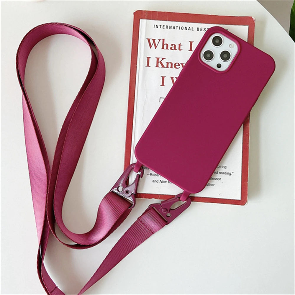 Luxurious Matte Silicone Crossbody Necklace Cases with Shockproof Protection and Stylish Lanyard Design - Perfect Blend of Fashion and Functionality - Just20InCase