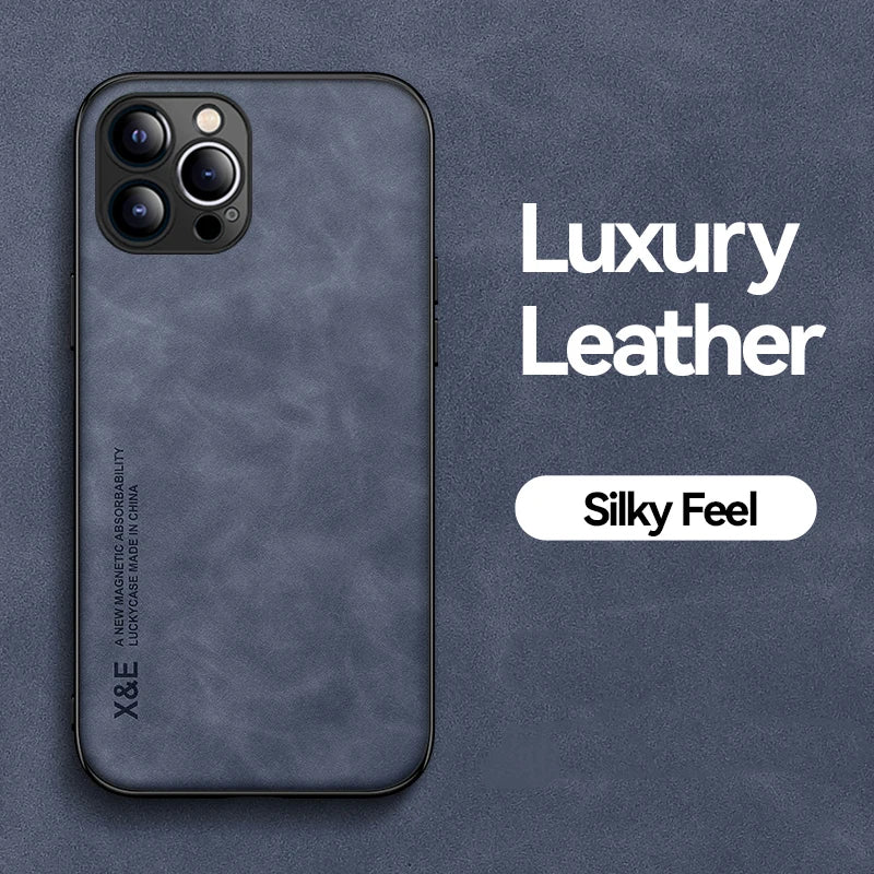 Exquisite Magnetic Luxury Leather iPhone Case - Slim Matte Protection with Anti-Fingerprint & Shockproof Features - Just20InCase