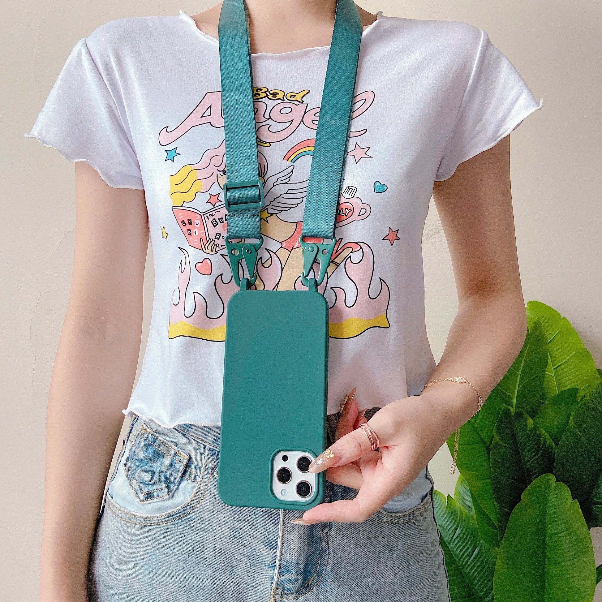 Luxurious Matte Silicone Crossbody Necklace Cases with Shockproof Protection and Stylish Lanyard Design - Perfect Blend of Fashion and Functionality - Just20InCase