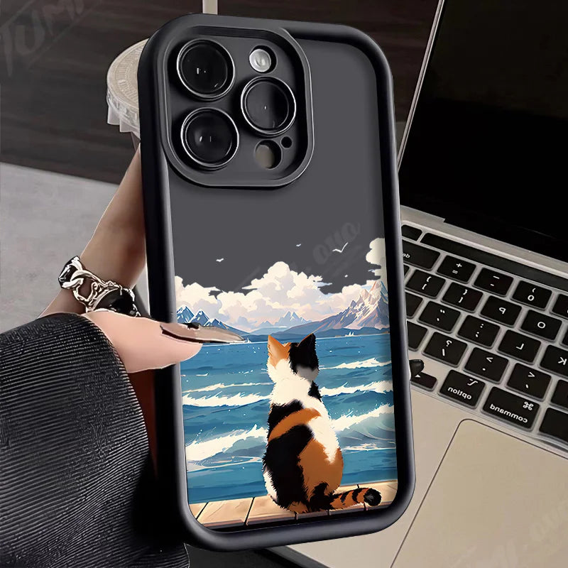 Charming Cat Seascape Silicone Case - Stylish, Premium Protection for Your iPhone - Just20InCase