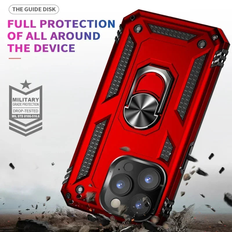 Premium Elite Shockproof Armor Bumper Case with Magnetic Ring Holder - Stylish, Durable, and Ultimate Protection for Your iPhone - Just20InCase