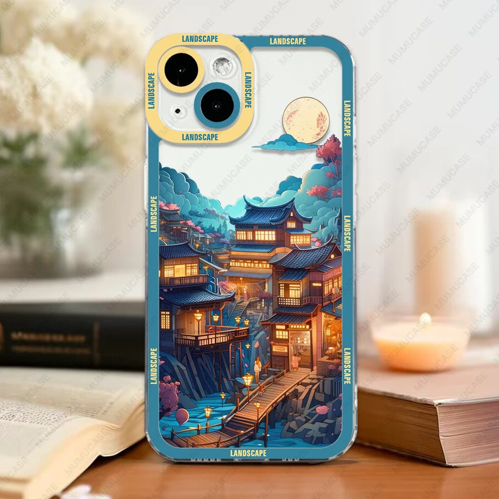 Luxury Soft TPU iPhone Case with Enchanting Japanese Landscape Design - Ultimate Protection & Stylish Elegance - Just20InCase