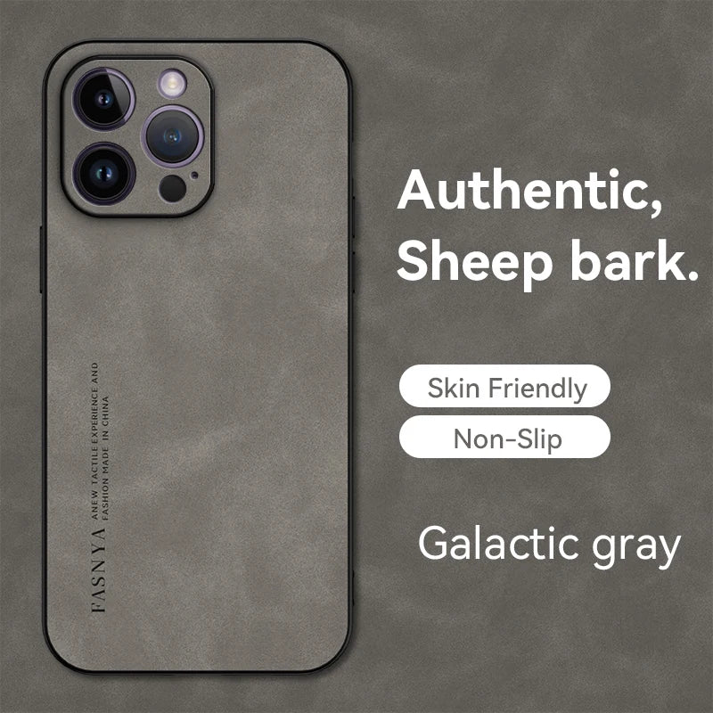 Elegantly Textured Sheepskin-Inspired PU Leather Phone Case - Luxury Matte Finish with Superior Protection and Stylish Anti-Fingerprint Design - Just20InCase