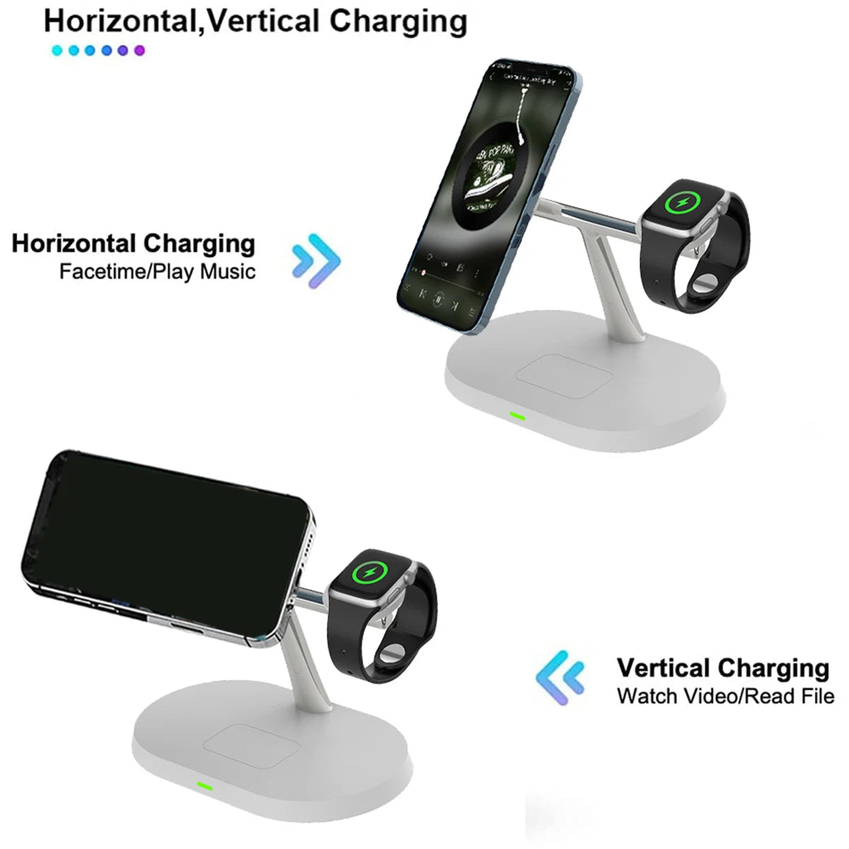 Premium 30W 3-in-1 MagSafe Wireless Charging Station for iPhone, AirPods, and Apple Watch - Fast Charging with Magnetic Holder and Indicator - Just20InCase