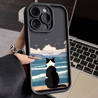 Charming Cat Seascape Silicone Case - Stylish, Premium Protection for Your iPhone - Just20InCase