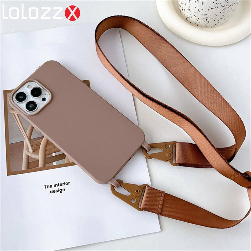 Luxurious Matte Silicone Crossbody Necklace Cases with Shockproof Protection and Stylish Lanyard Design - Perfect Blend of Fashion and Functionality - Just20InCase