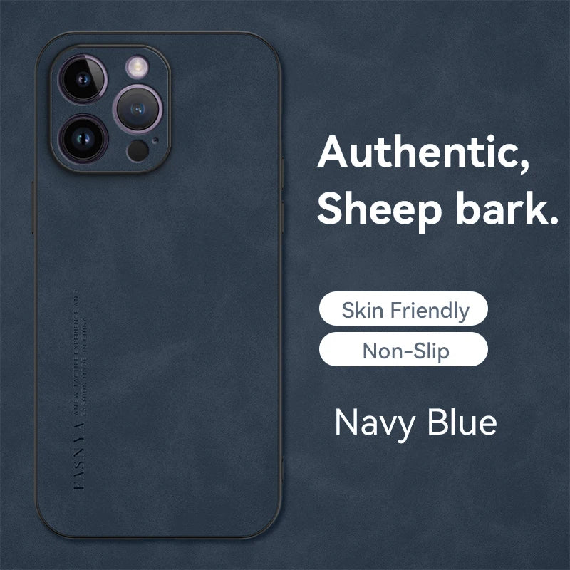 Elegantly Textured Sheepskin-Inspired PU Leather Phone Case - Luxury Matte Finish with Superior Protection and Stylish Anti-Fingerprint Design - Just20InCase