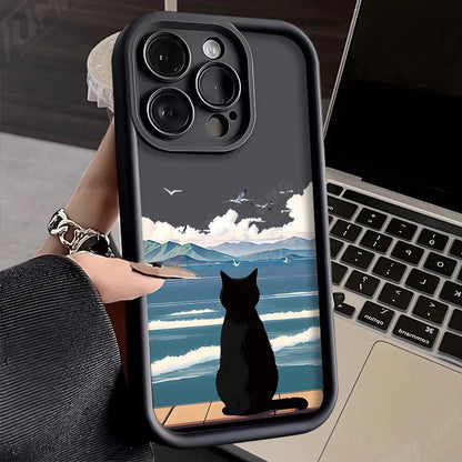 Charming Cat Seascape Silicone Case - Stylish, Premium Protection for Your iPhone - Just20InCase