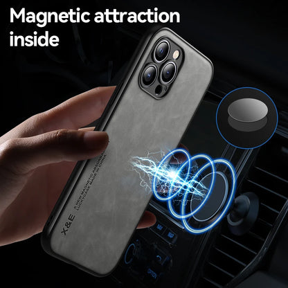 Exquisite Magnetic Luxury Leather iPhone Case - Slim Matte Protection with Anti-Fingerprint & Shockproof Features - Just20InCase