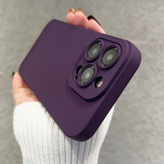 Premium Luxury Matte Purple iPhone Case - High-Quality Liquid Silicone with Shockproof Protection, Anti-Fingerprint & Dustproof Design, Stylish & Elegant Bumper Cover - Just20InCase