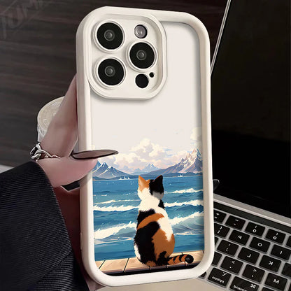 Charming Cat Seascape Silicone Case - Stylish, Premium Protection for Your iPhone - Just20InCase