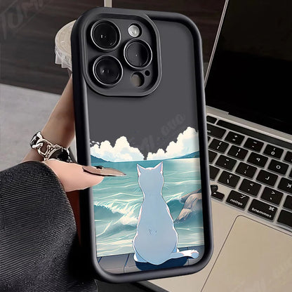 Charming Cat Seascape Silicone Case - Stylish, Premium Protection for Your iPhone - Just20InCase