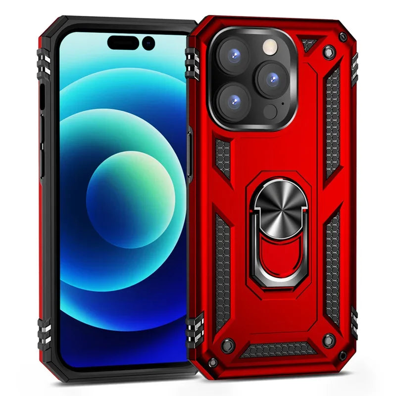 Premium Elite Shockproof Armor Bumper Case with Magnetic Ring Holder - Stylish, Durable, and Ultimate Protection for Your iPhone - Just20InCase