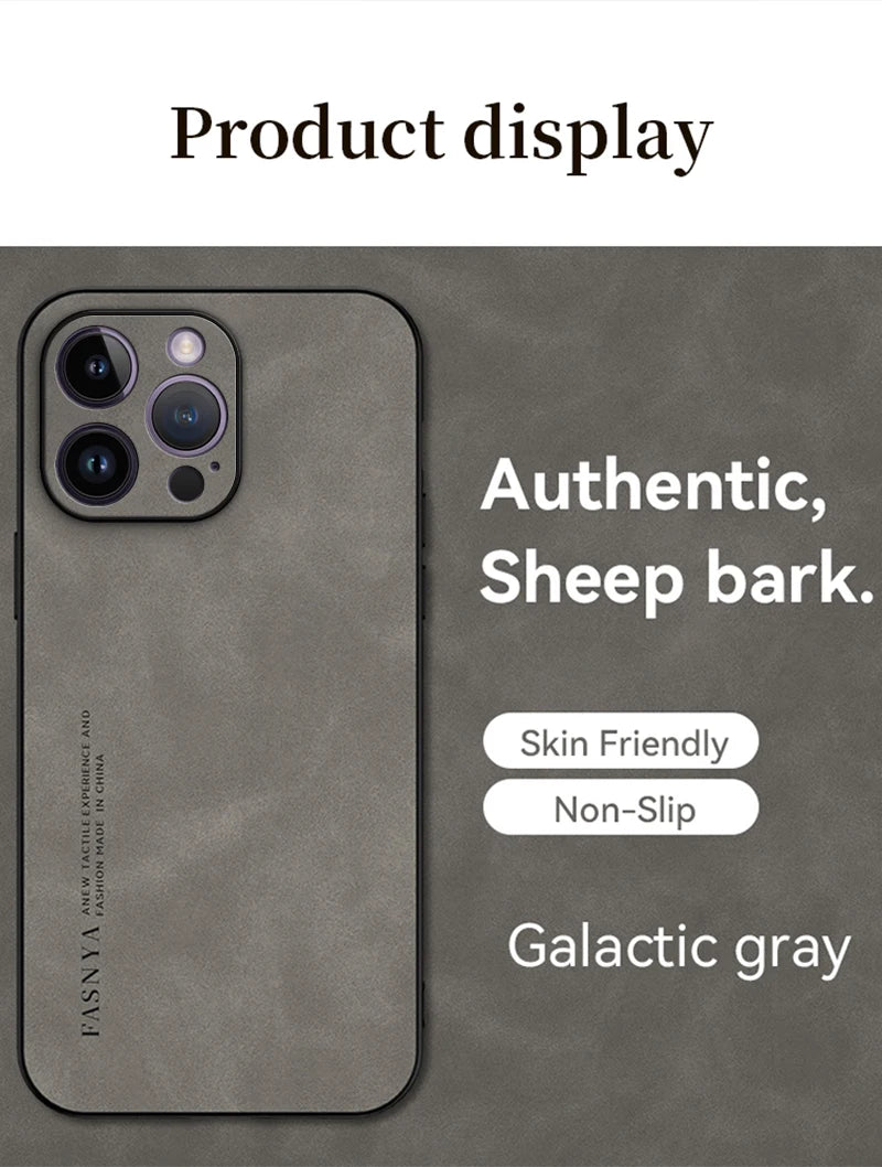 Elegantly Textured Sheepskin-Inspired PU Leather Phone Case - Luxury Matte Finish with Superior Protection and Stylish Anti-Fingerprint Design - Just20InCase