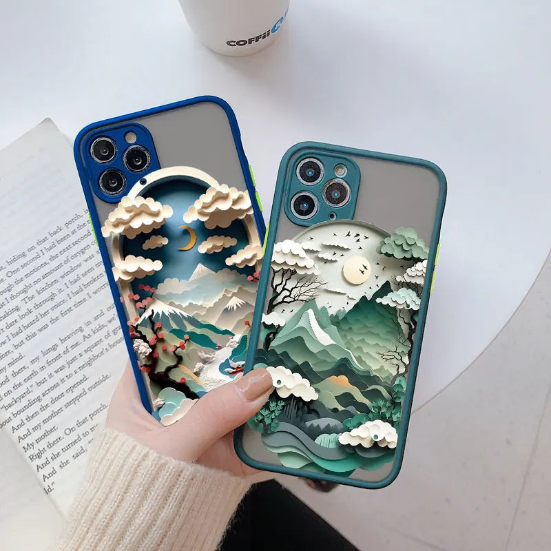 Premium Shockproof Landscape Phone Case with Artistic Mountain Design - Sleek Matte Finish for Ultimate Style and Protection - Just20InCase