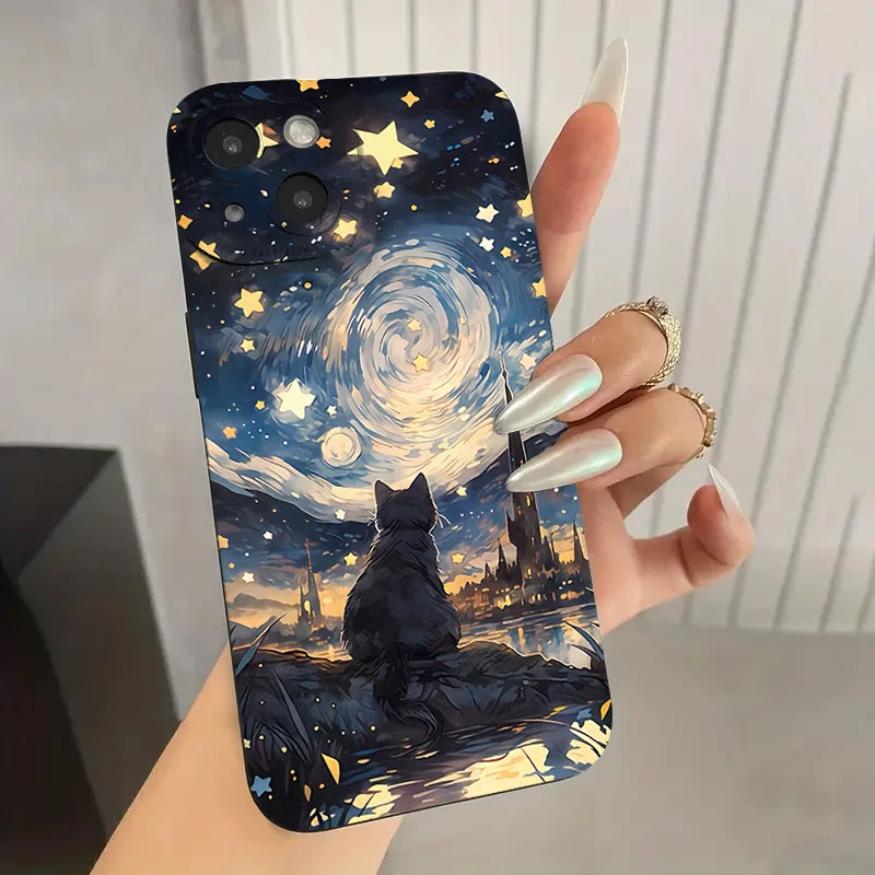 Celestial Cat Design Premium Shockproof Silicone Phone Case - Ultimate Protection with Stylish Aesthetic - Just20InCase