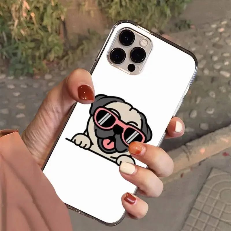 Pug Love: Adorable Frenchie Cartoon iPhone Case