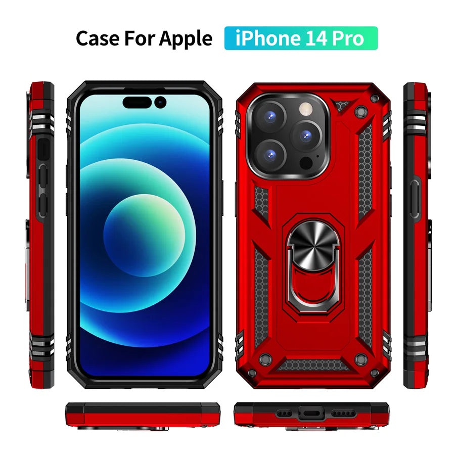 Premium Elite Shockproof Armor Bumper Case with Magnetic Ring Holder - Stylish, Durable, and Ultimate Protection for Your iPhone - Just20InCase