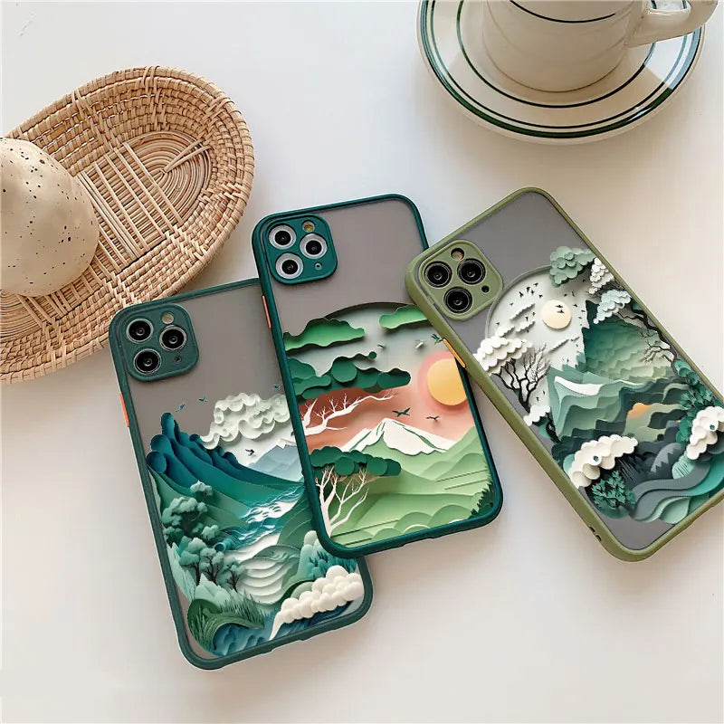 Premium Shockproof Landscape Phone Case with Artistic Mountain Design - Sleek Matte Finish for Ultimate Style and Protection - Just20InCase