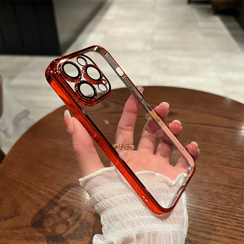 Elegant Shield: Exquisite Clear Luxury Phone Case with Shockproof Protection and Camera Lens Guard - A Premium Accessory for the Discerning User - Just20InCase