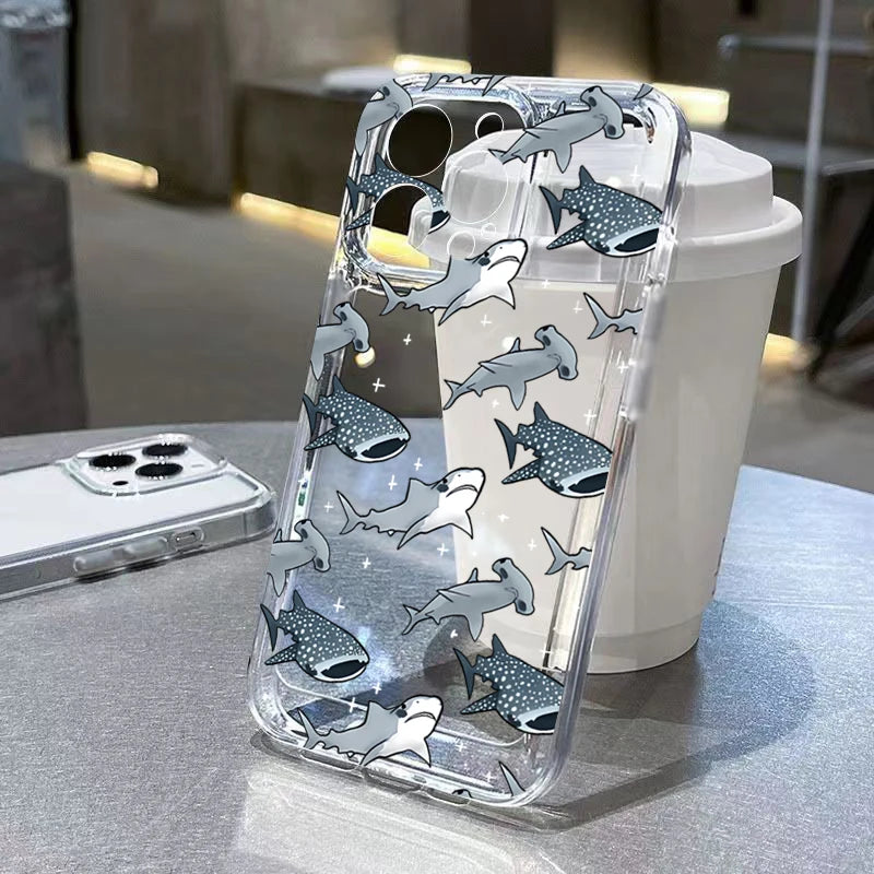 Premium Ocean-Themed Clear Phone Case - Stylish Protection with Shark, Dolphin, and Fish Designs, Anti-Fingerprint and Scratch-Resistant, Lightweight and Dustproof, Perfect for Summer Vibes! - Just20InCase