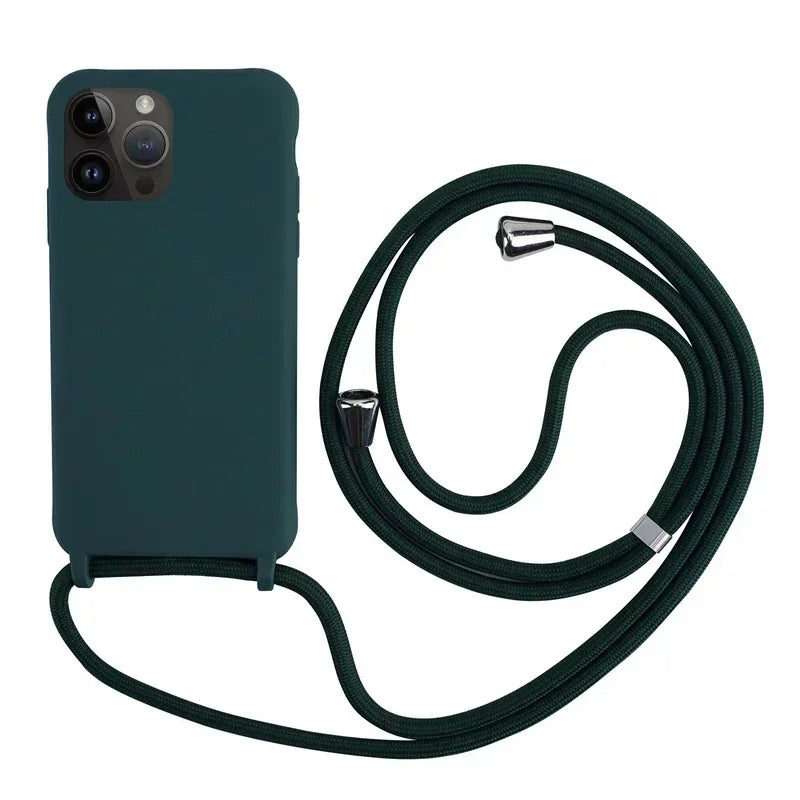 Luxury Crossbody Necklace Lanyard Phone Case - Soft Silicone TPU with Integrated Buckle for Ultimate Protection and Style - Just20InCase