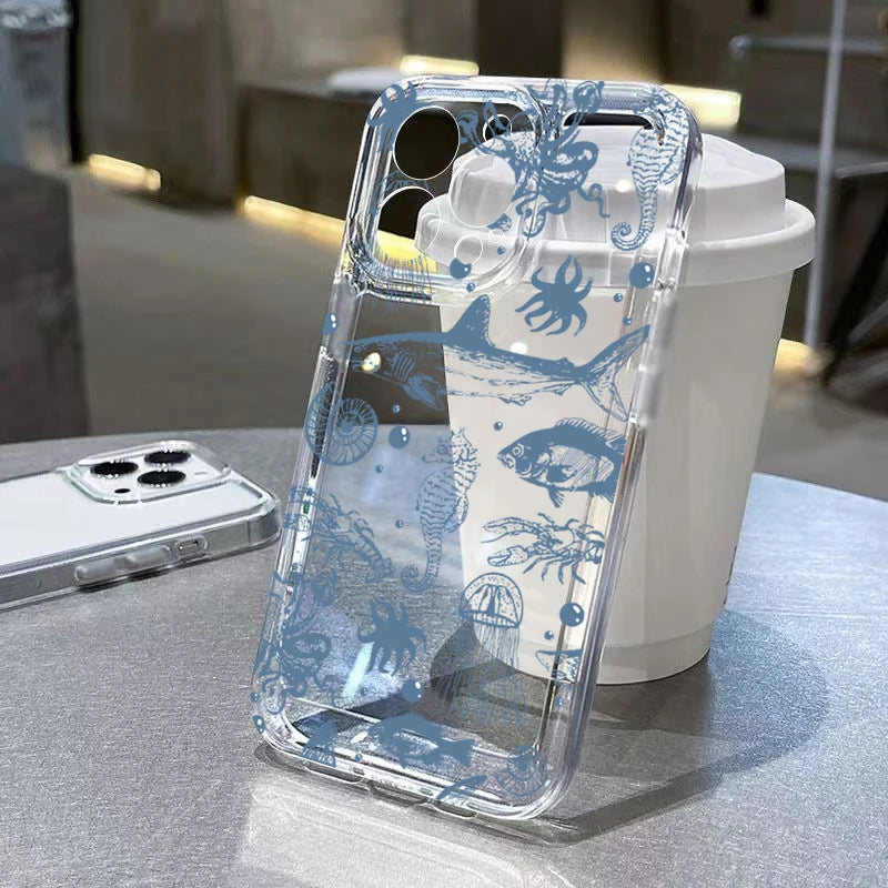 Premium Ocean-Themed Clear Phone Case - Stylish Protection with Shark, Dolphin, and Fish Designs, Anti-Fingerprint and Scratch-Resistant, Lightweight and Dustproof, Perfect for Summer Vibes! - Just20InCase