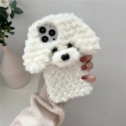 Plush Pup Paradise: Adorable 3D Dog Phone Cover