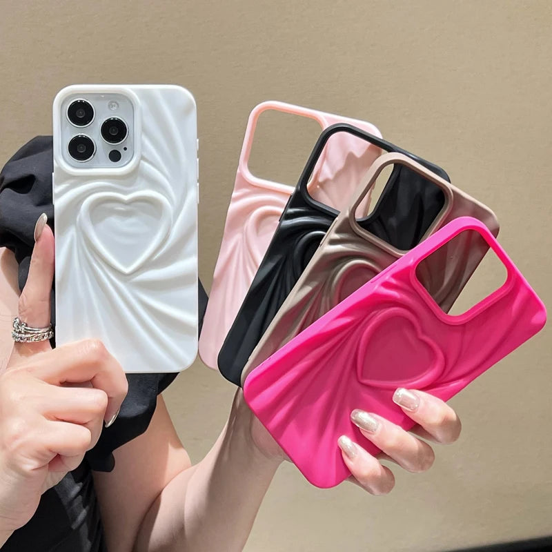 Chic 3D Love Heart Silicone Case: Elevate Your Style with Superior Protection - Just20InCase