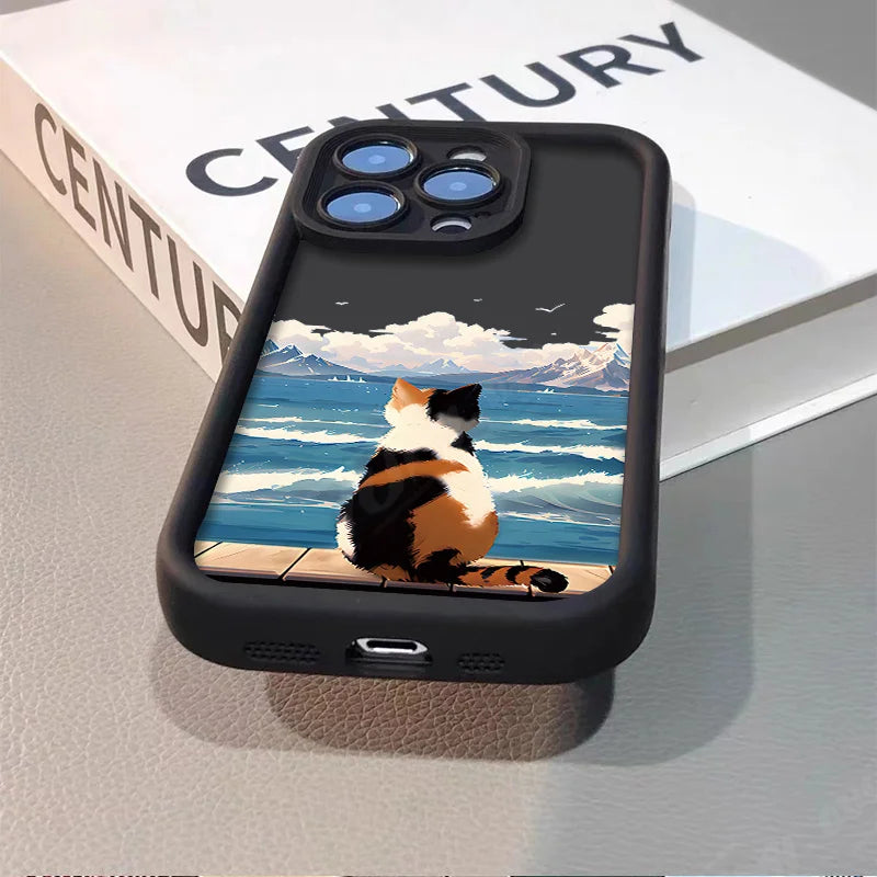 Charming Cat Seascape Silicone Case - Stylish, Premium Protection for Your iPhone - Just20InCase