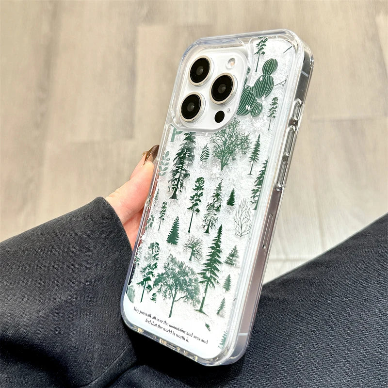 Elegant Quicksand Pine Tree Patterned Phone Case - Premium Shockproof Protection with Stylish Design and Exceptional Quality - Just20InCase