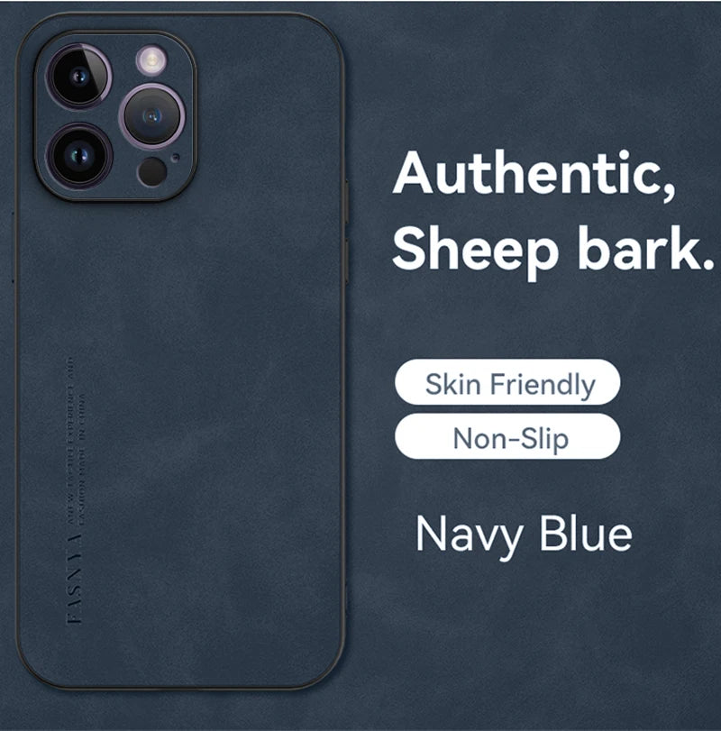 Elegantly Textured Sheepskin-Inspired PU Leather Phone Case - Luxury Matte Finish with Superior Protection and Stylish Anti-Fingerprint Design - Just20InCase