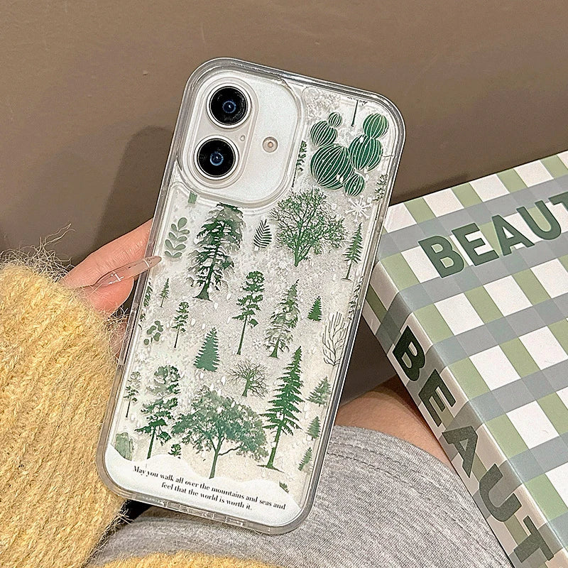 Elegant Quicksand Pine Tree Patterned Phone Case - Premium Shockproof Protection with Stylish Design and Exceptional Quality - Just20InCase