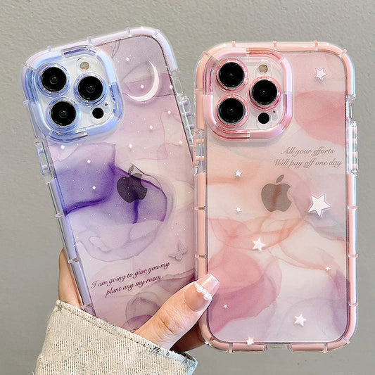 Radiant Dreamy Galaxy Luminous Silicone Bumper Case - Premium Shockproof Protection with Chic Cartoon Aesthetics for iPhone - Just20InCase