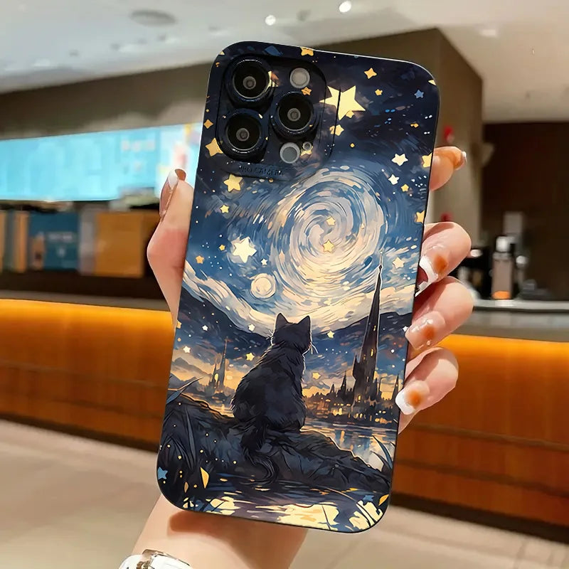 Celestial Cat Design Premium Shockproof Silicone Phone Case - Ultimate Protection with Stylish Aesthetic - Just20InCase