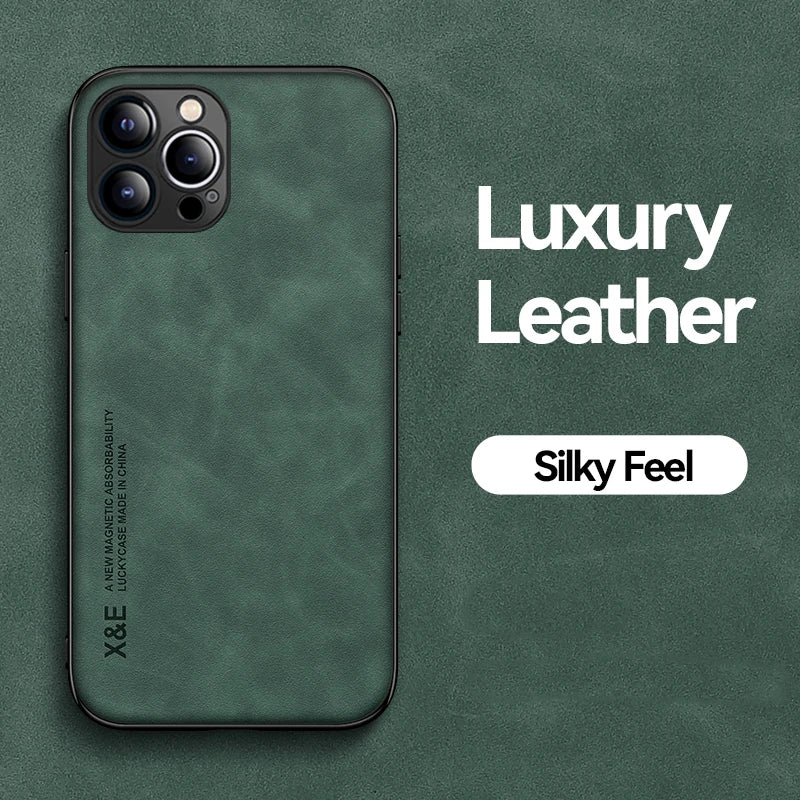 Exquisite Magnetic Luxury Leather iPhone Case - Slim Matte Protection with Anti-Fingerprint & Shockproof Features - Just20InCase