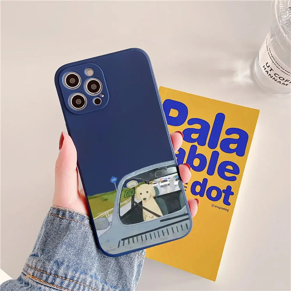 Silly Paws: Whimsical Cartoon Dog Silicone Cover